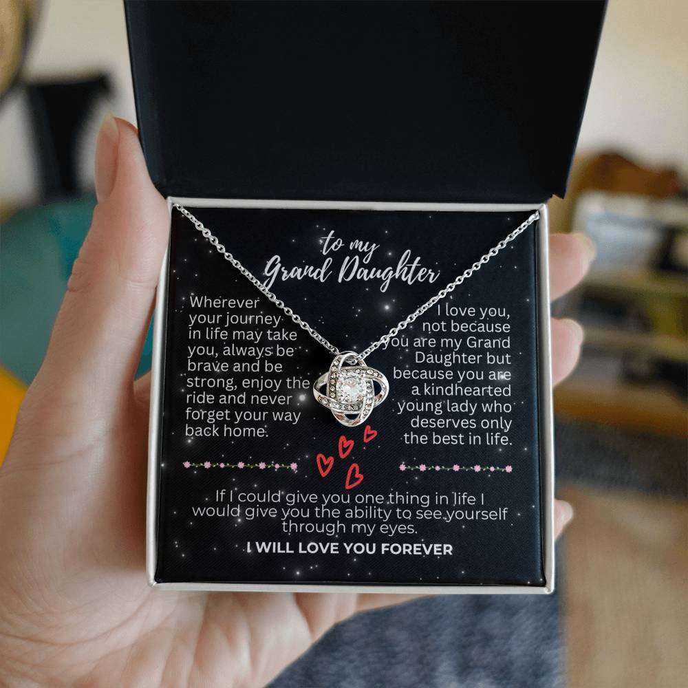 To Grand Daughter - Wherever your journey - Love Knot Necklace