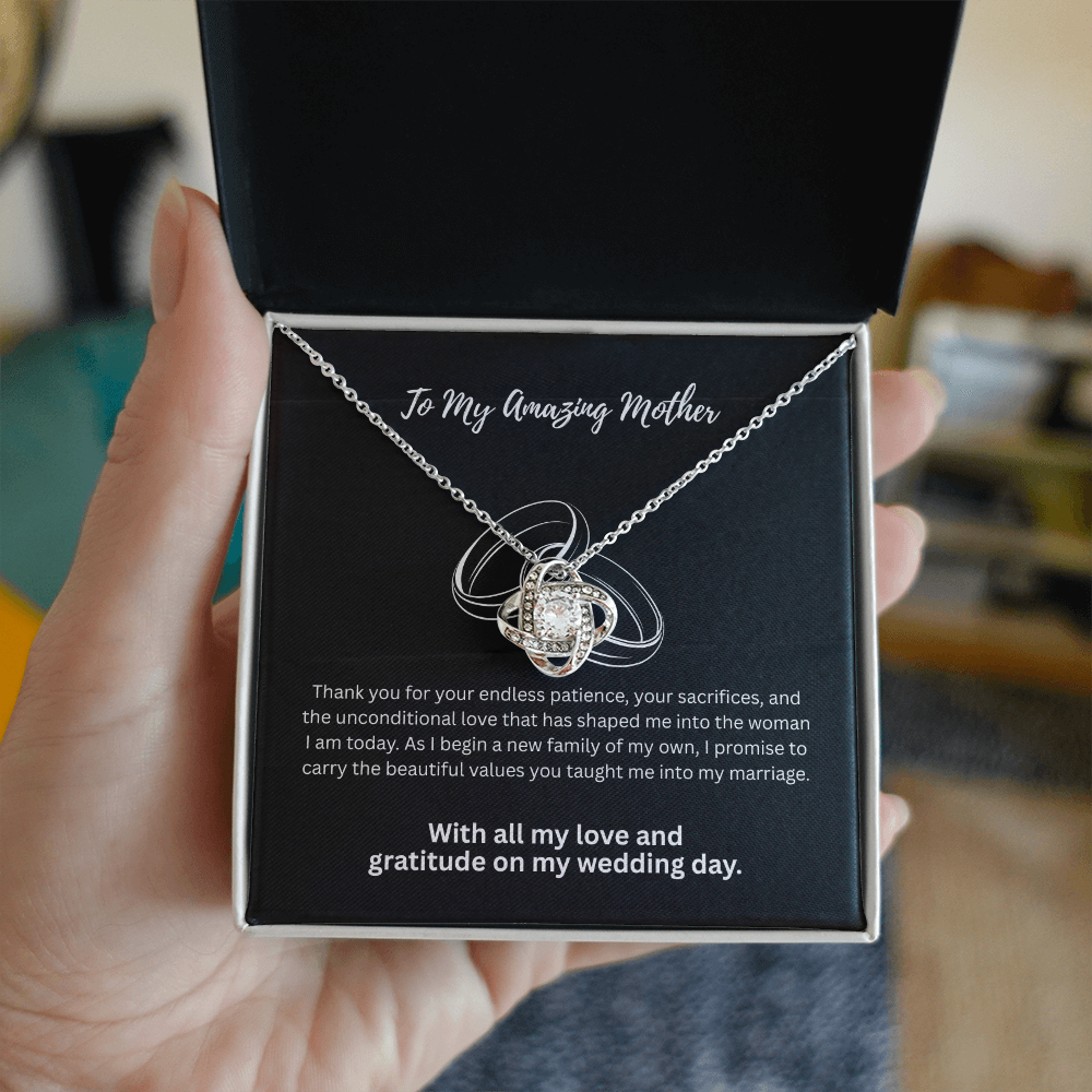 The "Classic Gratitude" Wedding Day Love Knot Pendant for Mom