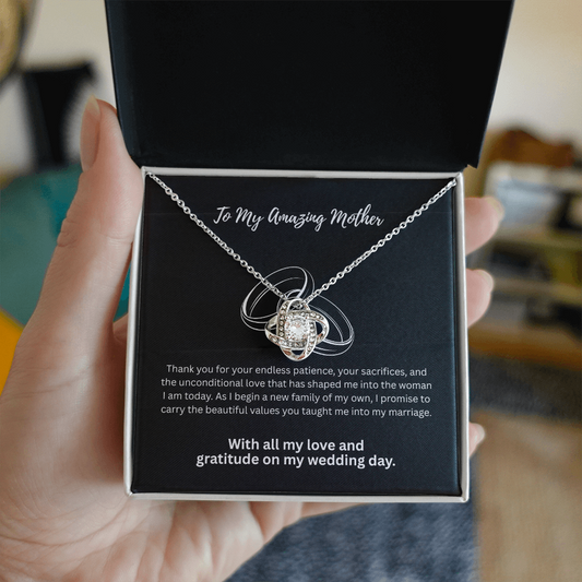 The "Classic Gratitude" Wedding Day Love Knot Pendant for Mom