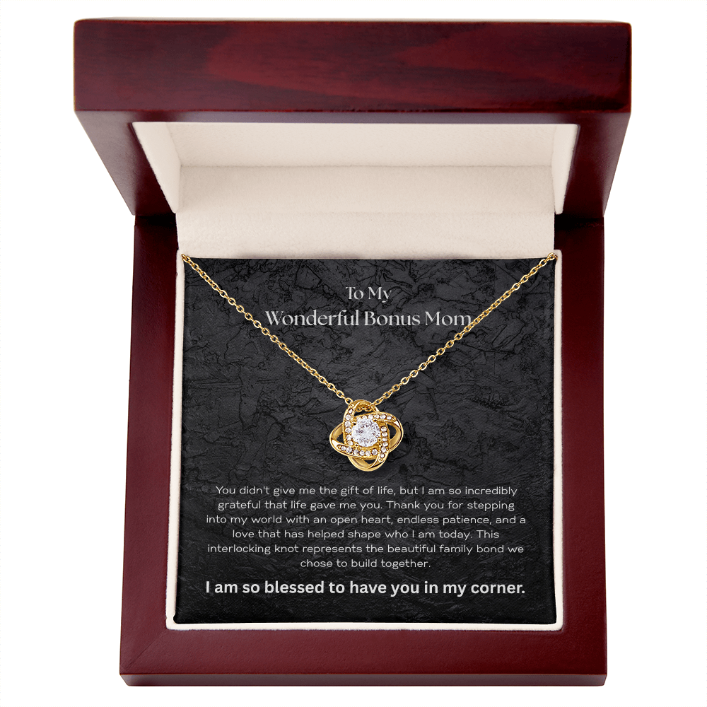 The "Family by Heart" Interlocking Knot Necklace for Bonus Mom