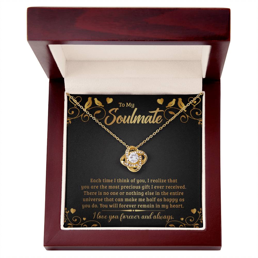 To Soulmate - Each time I think - Love Knot Necklace