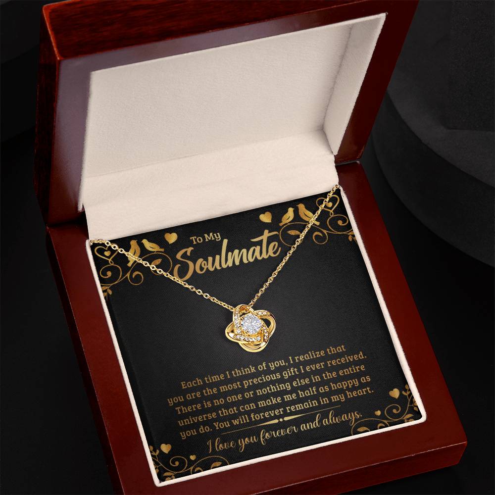 To Soulmate - Each time I think - Love Knot Necklace