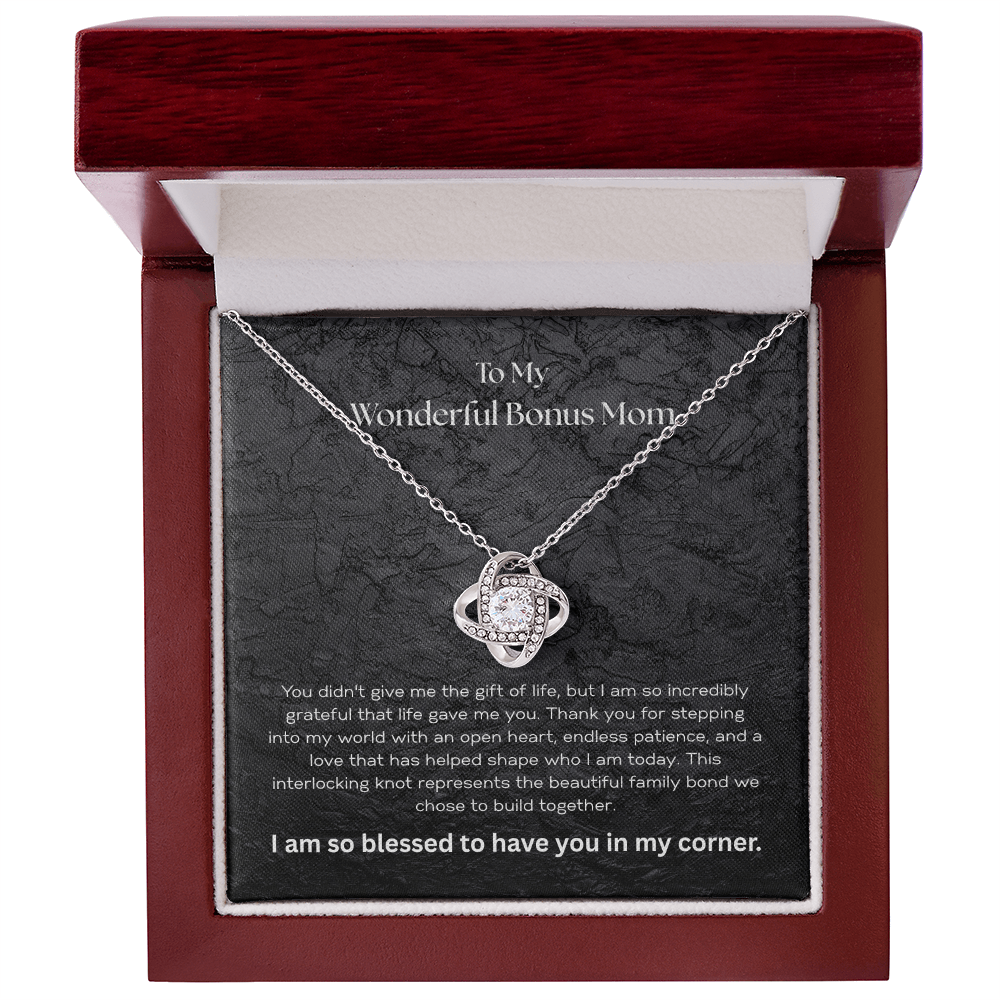 The "Family by Heart" Interlocking Knot Necklace for Bonus Mom