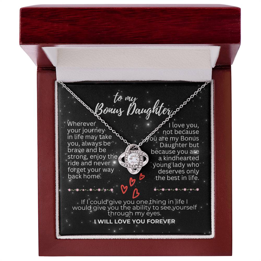 To Bonus Daughter - Wherever your journey - Love Knot Necklace