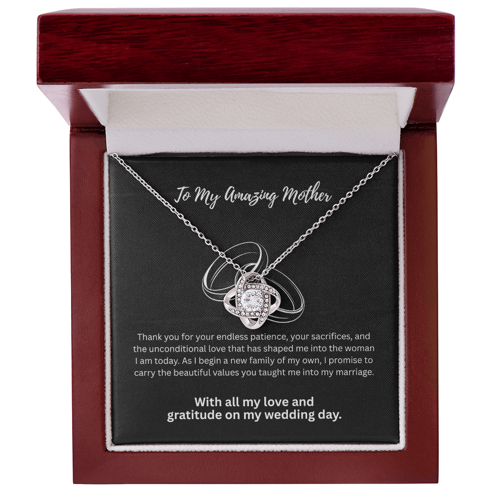 The "Classic Gratitude" Wedding Day Love Knot Pendant for Mom