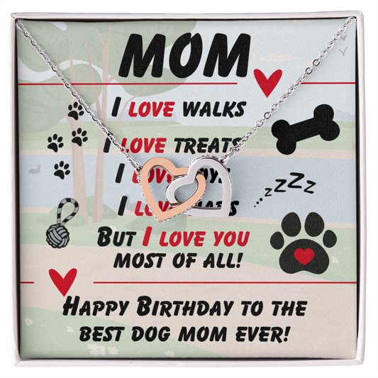 Mom - I love walks - Interlocking Hearts Necklace