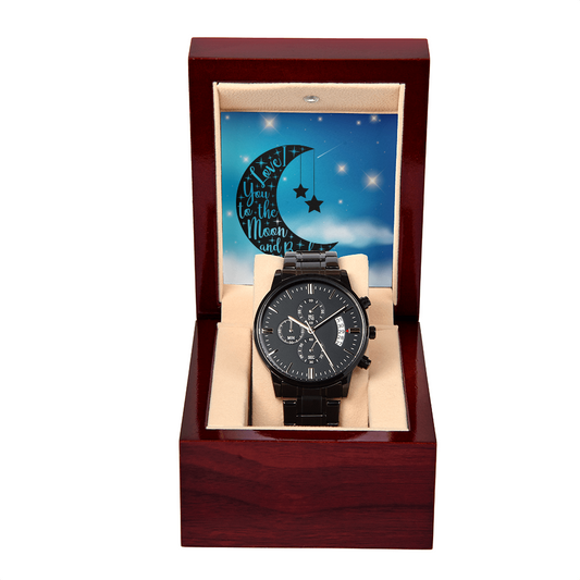 Love - To the moon and back - Black Chronograph Watch