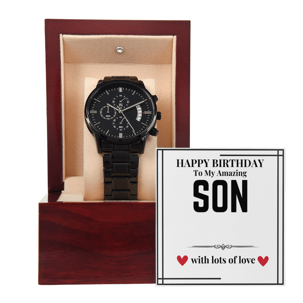 To Son - Happy Birthday to my - Black Chronograph Watch