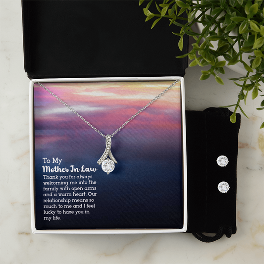 To Mother In Law - Thank you for always - Alluring Beauty Necklace & Earring Set