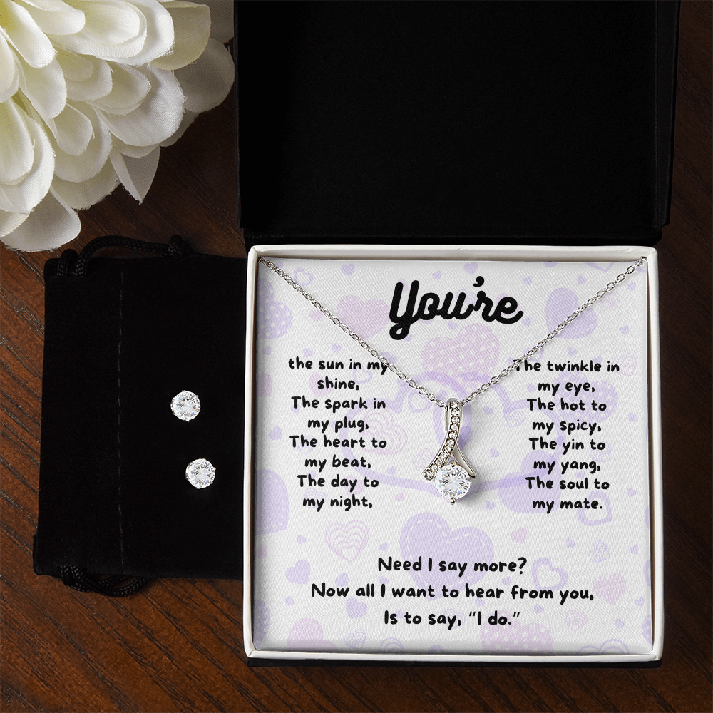 Love - You're the sun - Alluring Beauty Necklace & Earring Set