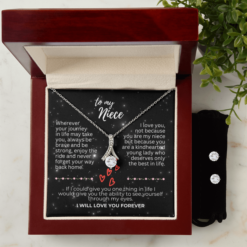To Niece - Wherever your journey - Alluring Beauty Necklace & Earring Set