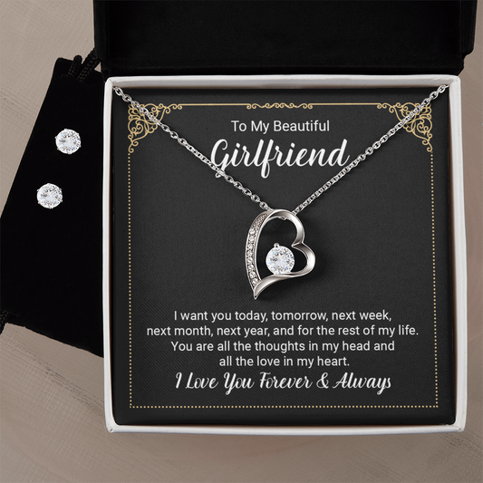 To Girlfriend - I want you today - Forever Love Necklace & Earring Set