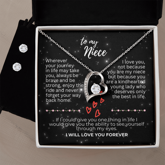 To Niece - Wherever your journey - Forever Love Necklace & Earring Set