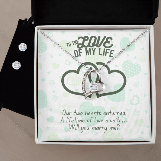 To the love of my life - Our two hearts - Forever Love Necklace & Earring Set