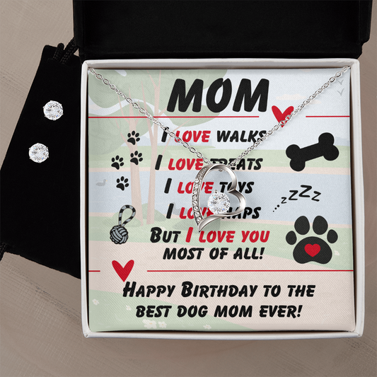 Mom - I love walks - Forever Love Necklace & Earring Set
