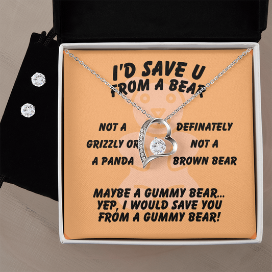I'd save U - From a bear - Forever Love Necklace & Earring Set