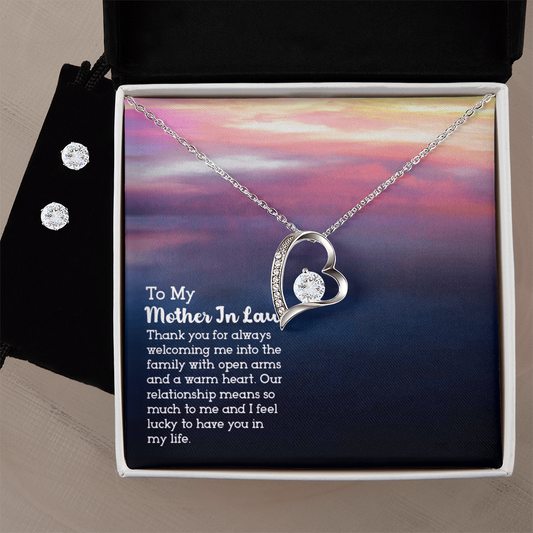 To Mother In Law - Thank you for always - Forever Love Necklace & Earring Set