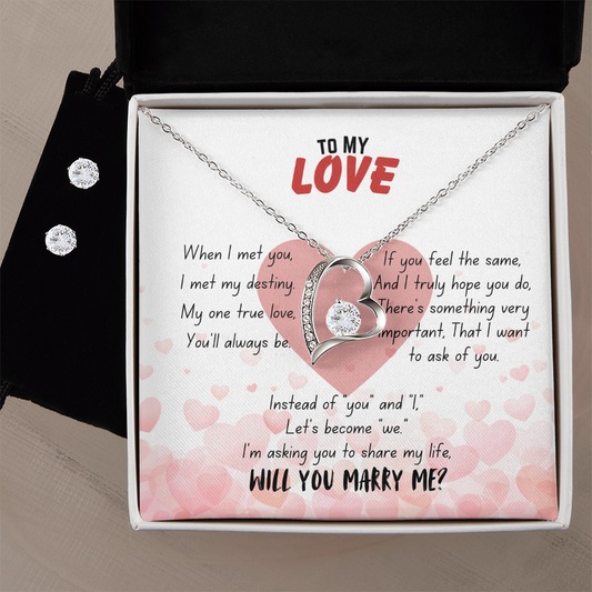 To my love - When I met you - Forever Love Necklace & Earring Set
