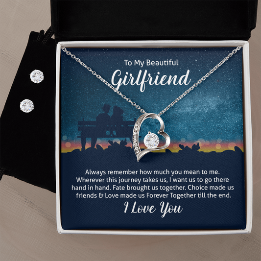 To Girlfriend - Always remember - Forever Love Necklace & Earring Set