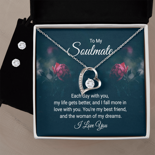 To Soulmate - Each day with you - Forever Love Necklace & Earring Set