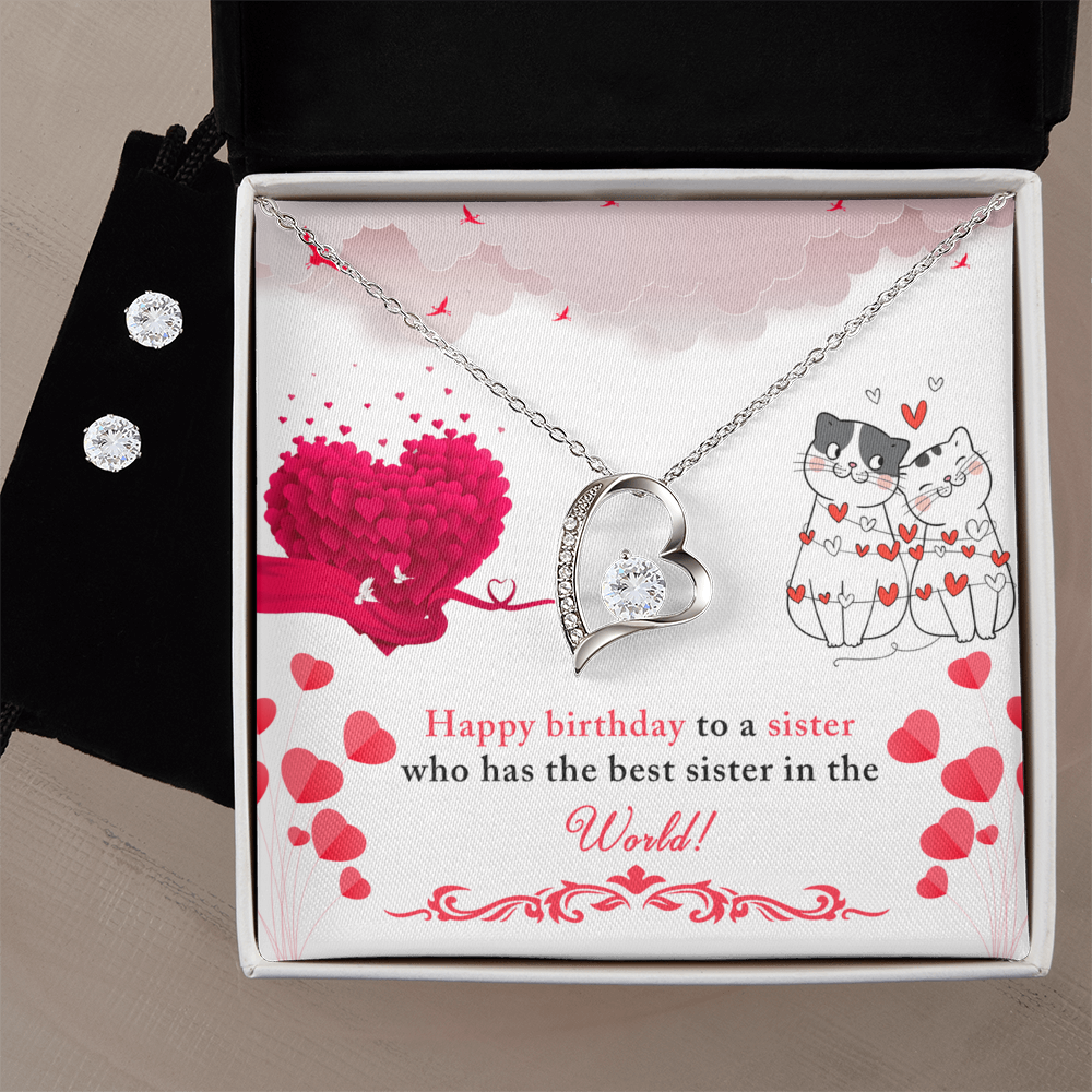 Birthday - To a sister - Forever Love Necklace & Earring Set