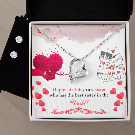 Birthday - To a sister - Forever Love Necklace & Earring Set