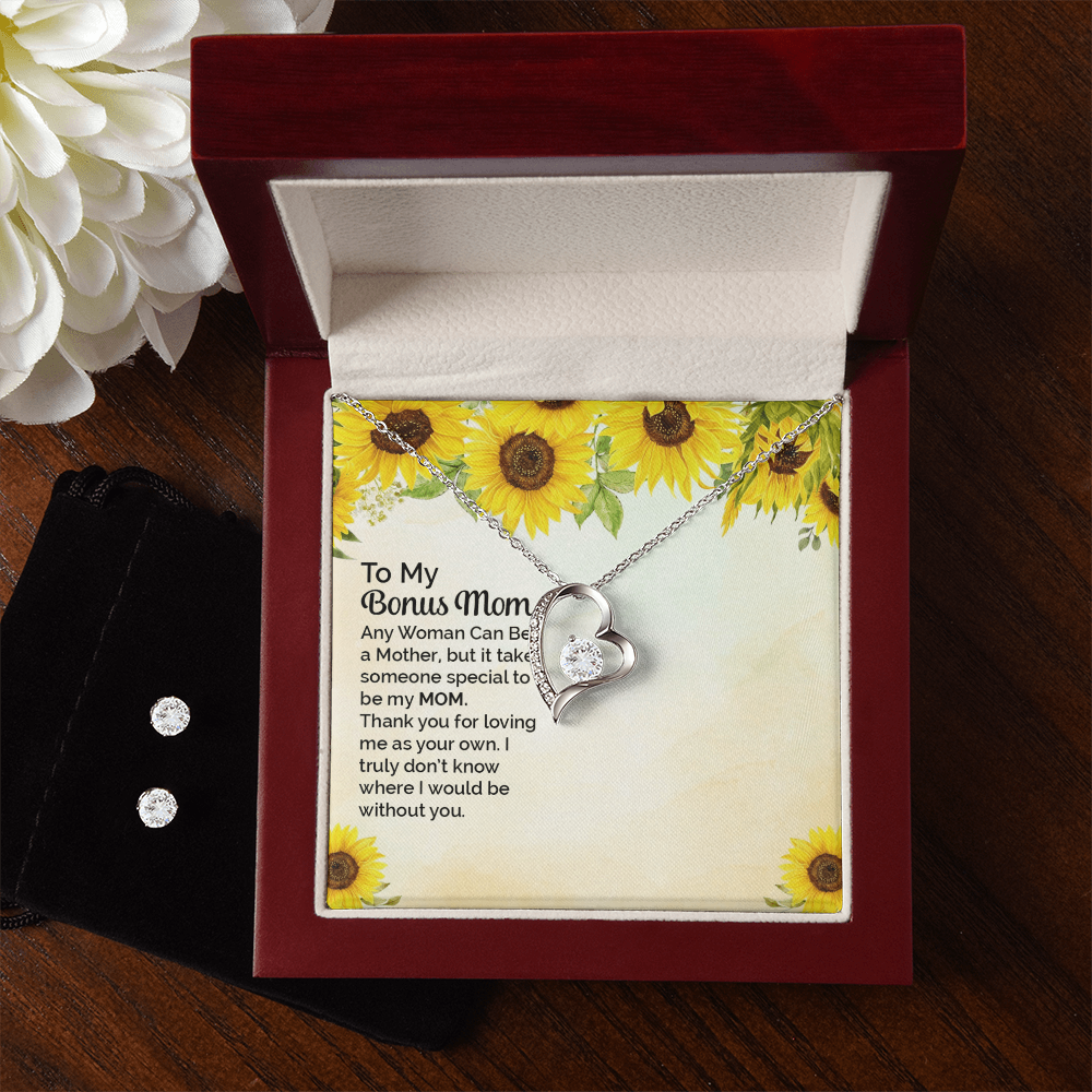 To Bonus Mom - Any woman can be - Forever Love Necklace & Earring Set