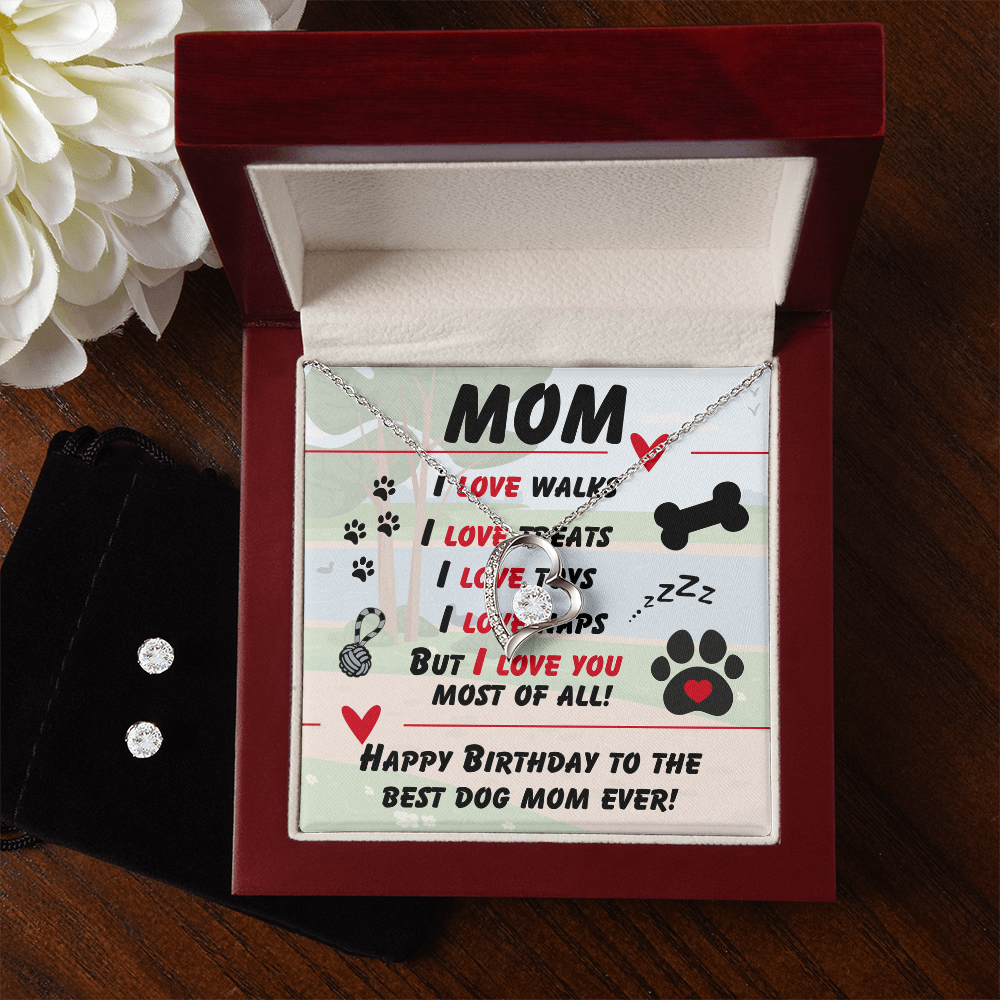 Mom - I love walks - Forever Love Necklace & Earring Set