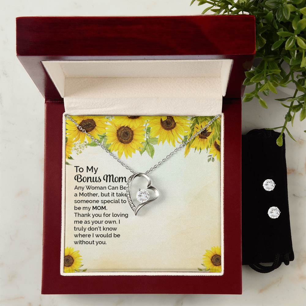 To Bonus Mom - Any woman can be - Forever Love Necklace & Earring Set