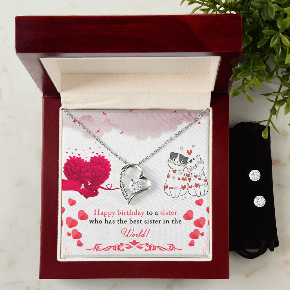 Birthday - To a sister - Forever Love Necklace & Earring Set