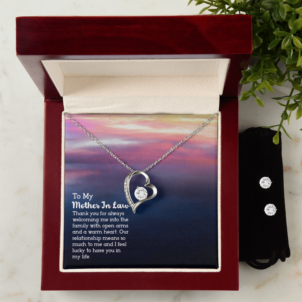 To Mother In Law - Thank you for always - Forever Love Necklace & Earring Set