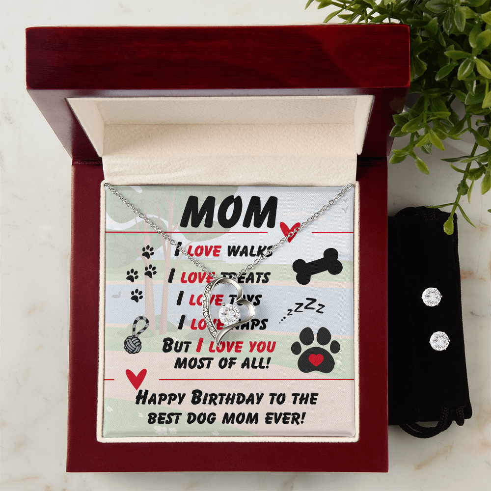 Mom - I love walks - Forever Love Necklace & Earring Set