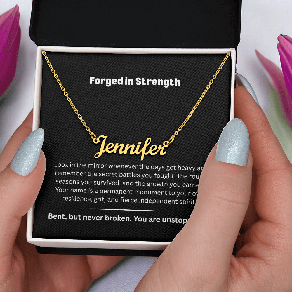 The "Forged in Strength" Personalized Nameplate