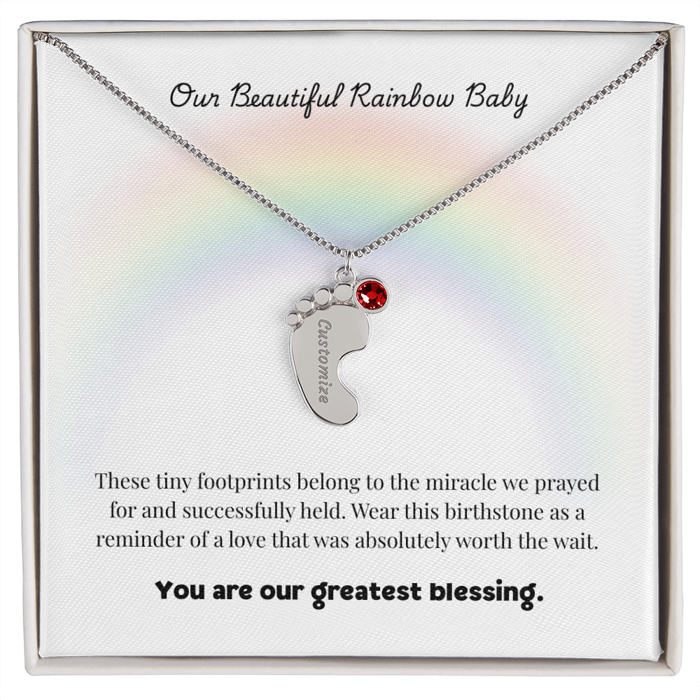 The "Rainbow Baby Blessing" Baby Feet Necklace