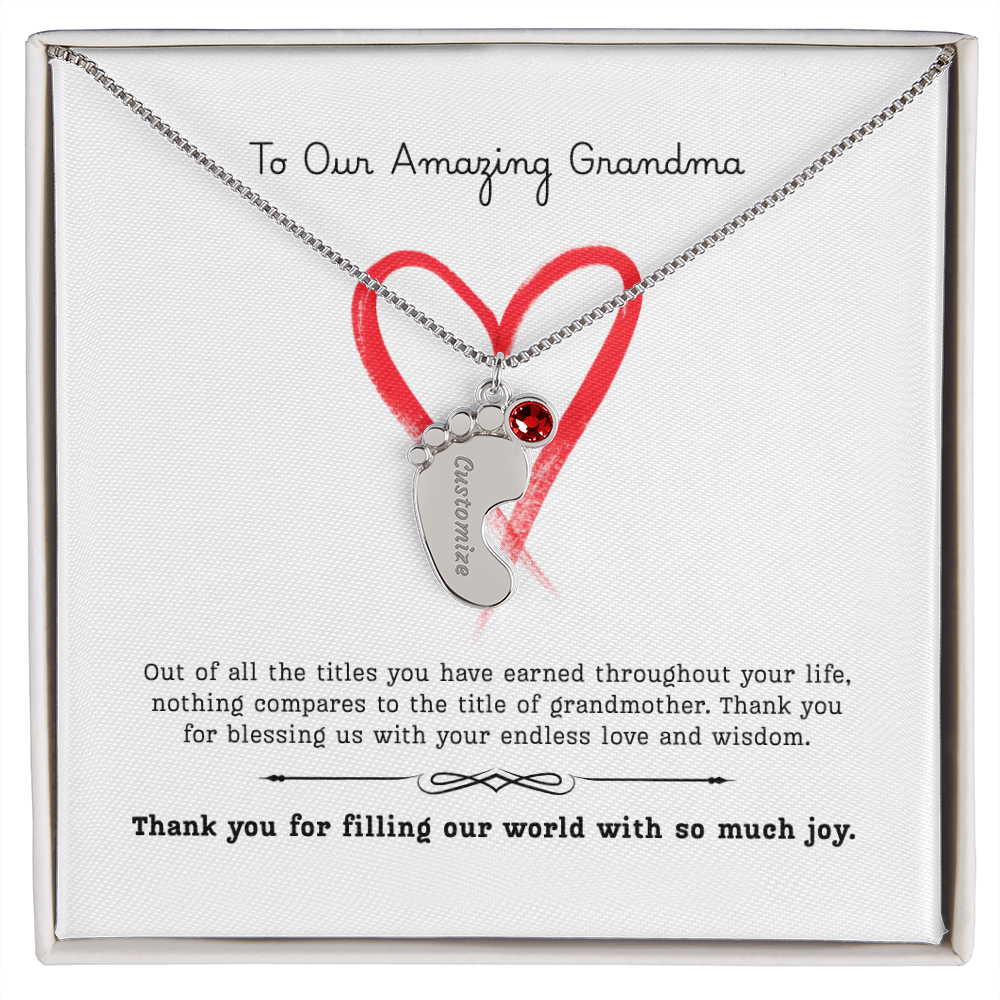 The "Grandmother's Legacy" Baby Feet Birthstone Necklace