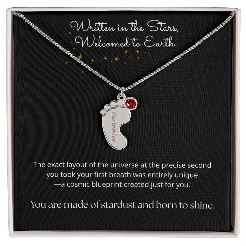 The "Cosmic Birth Alignment" Baby Feet Necklace