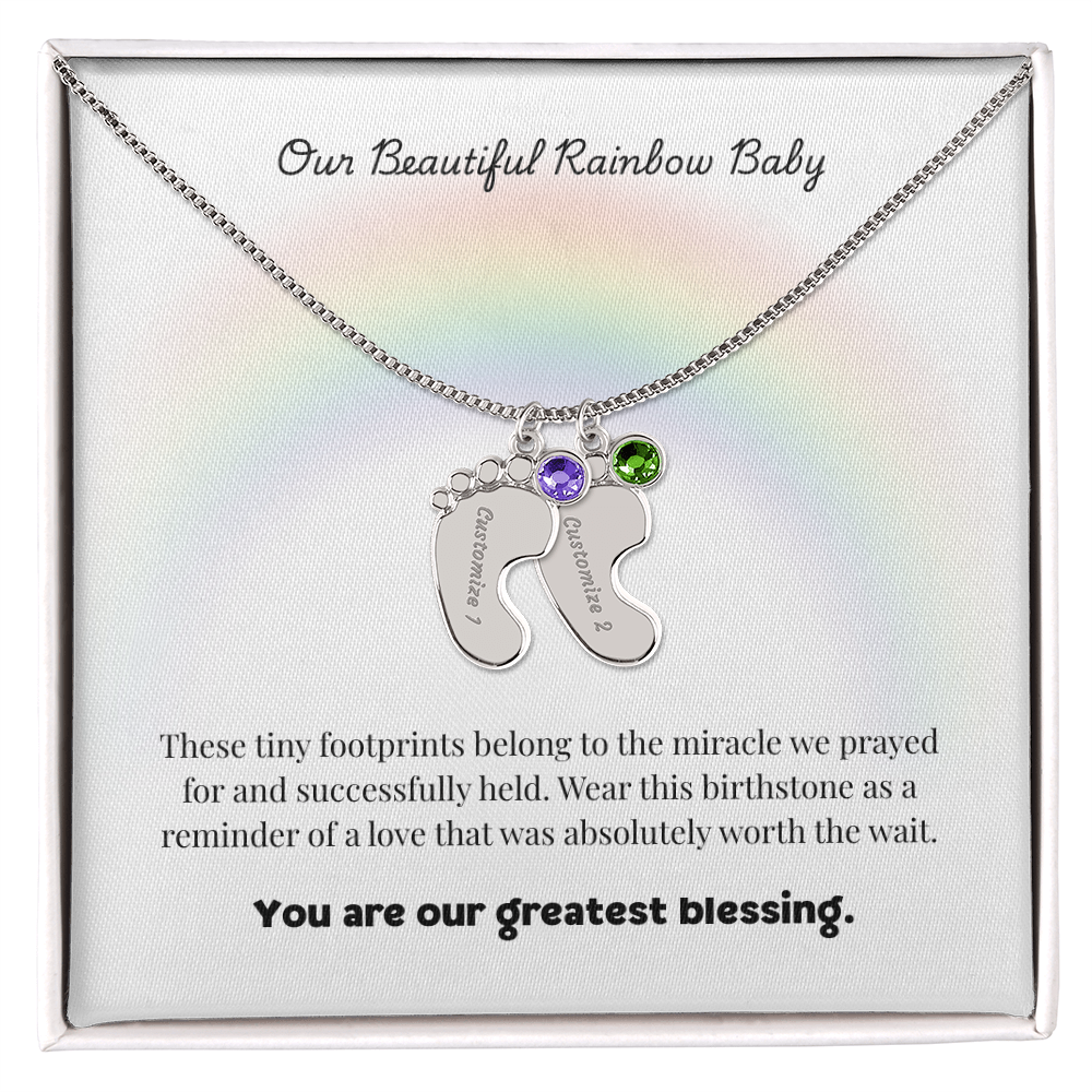 The "Rainbow Baby Blessing" Baby Feet Necklace