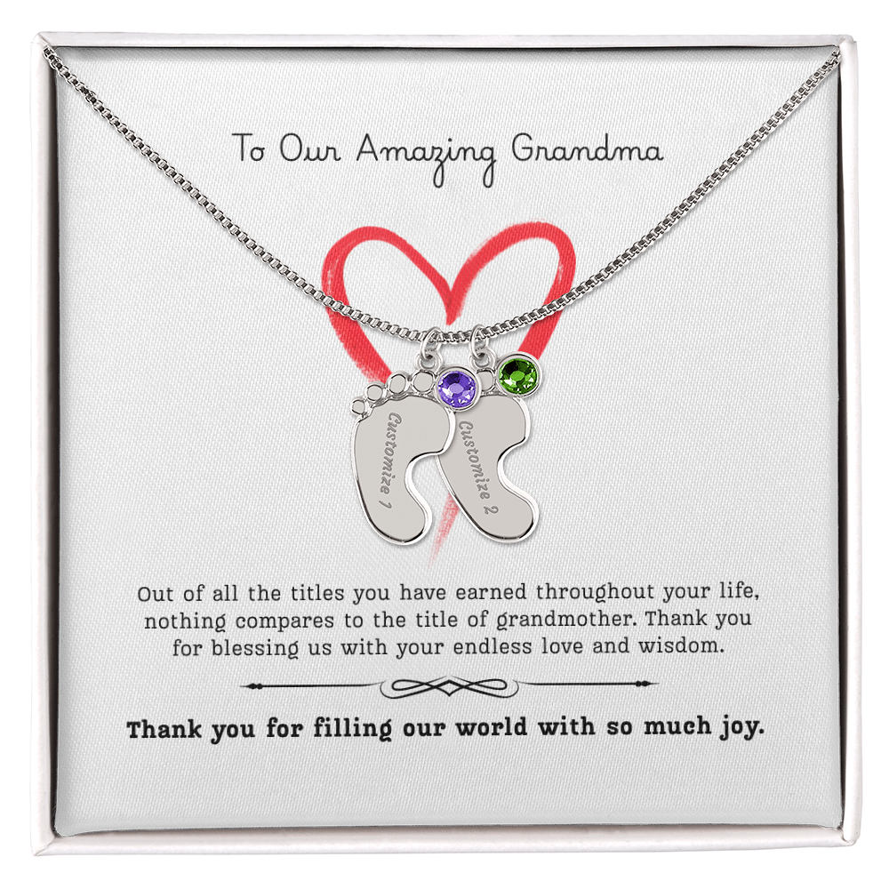 The "Grandmother's Legacy" Baby Feet Birthstone Necklace