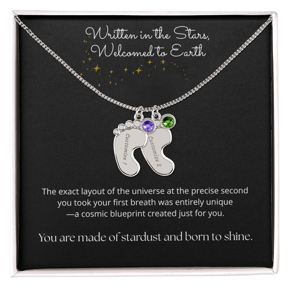 The "Cosmic Birth Alignment" Baby Feet Necklace