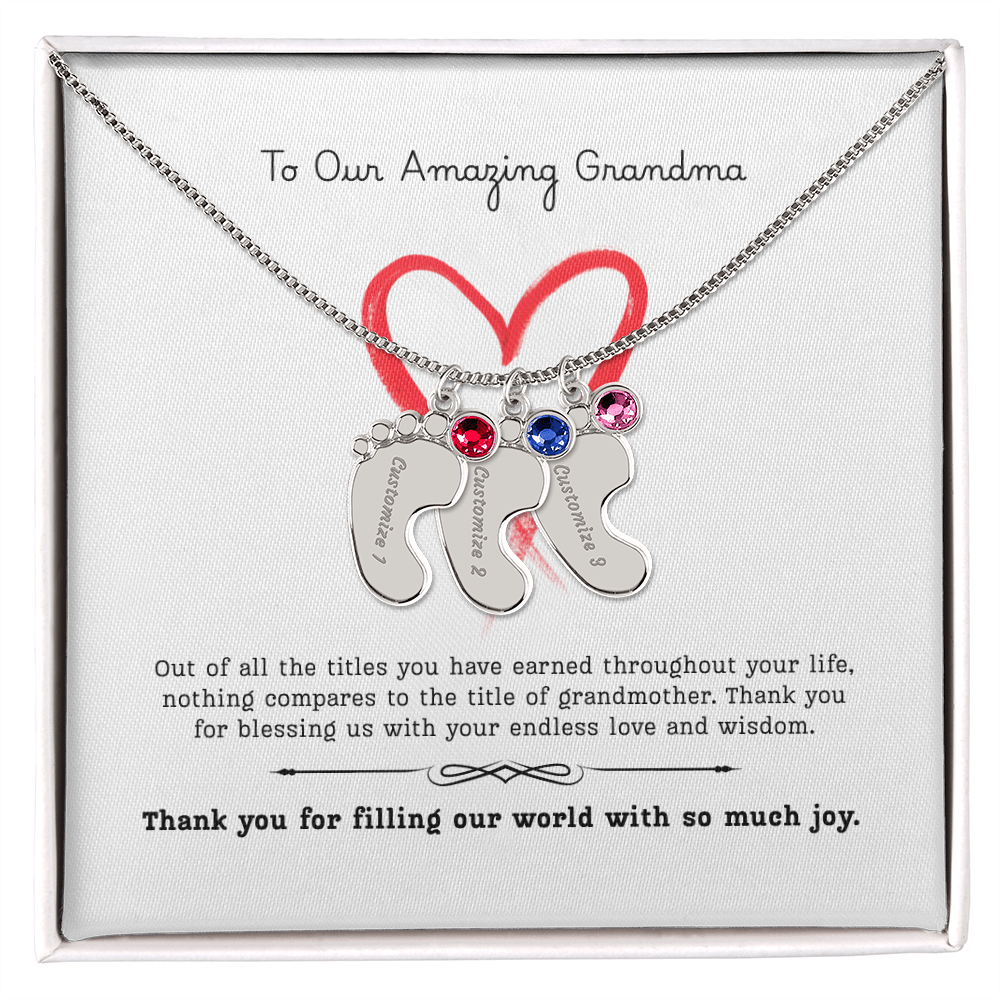 The "Grandmother's Legacy" Baby Feet Birthstone Necklace