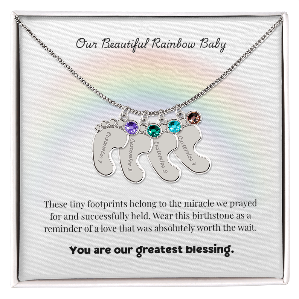 The "Rainbow Baby Blessing" Baby Feet Necklace