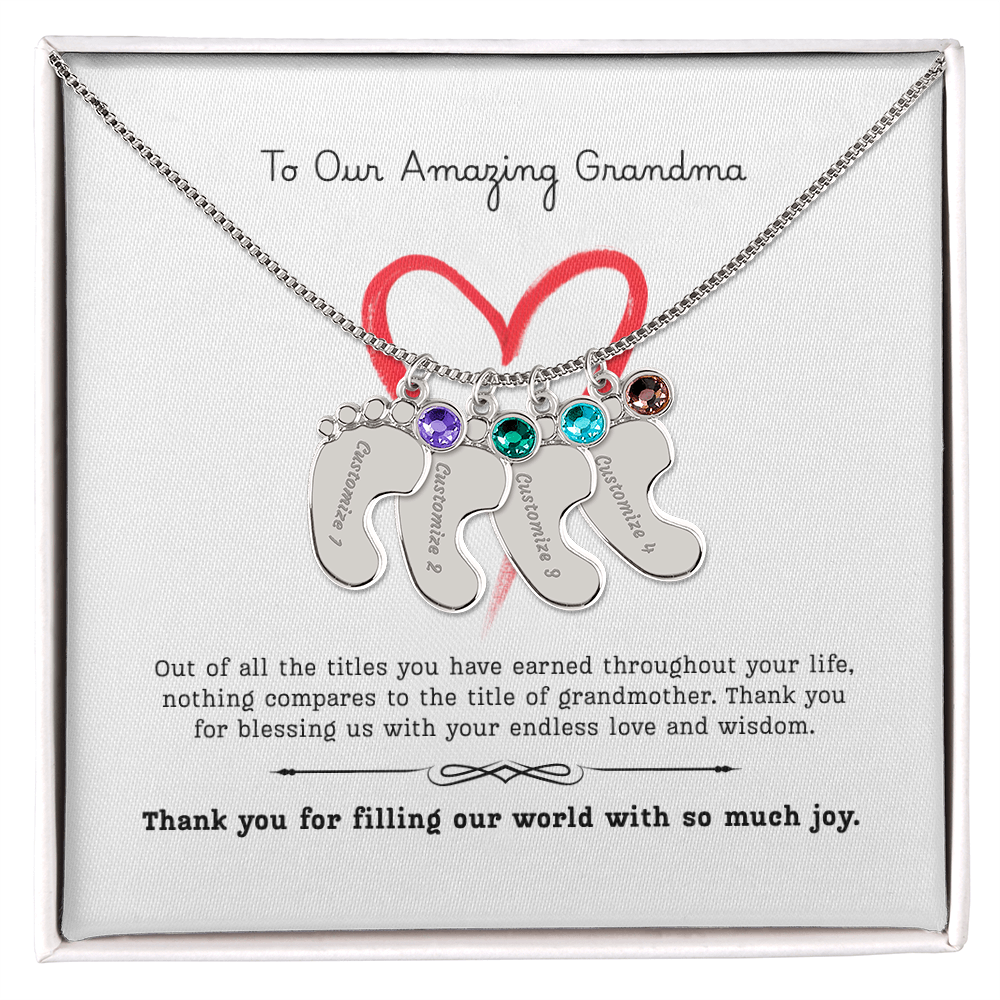 The "Grandmother's Legacy" Baby Feet Birthstone Necklace