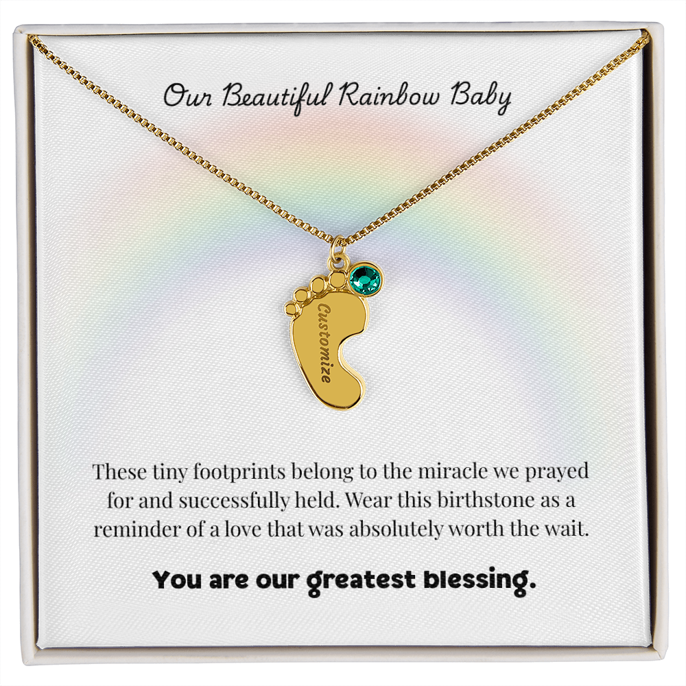 The "Rainbow Baby Blessing" Baby Feet Necklace