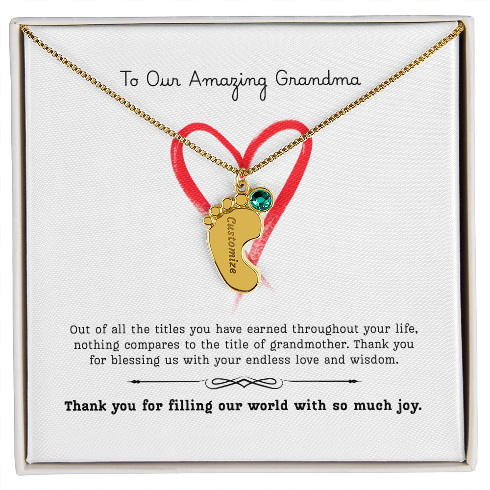 The "Grandmother's Legacy" Baby Feet Birthstone Necklace