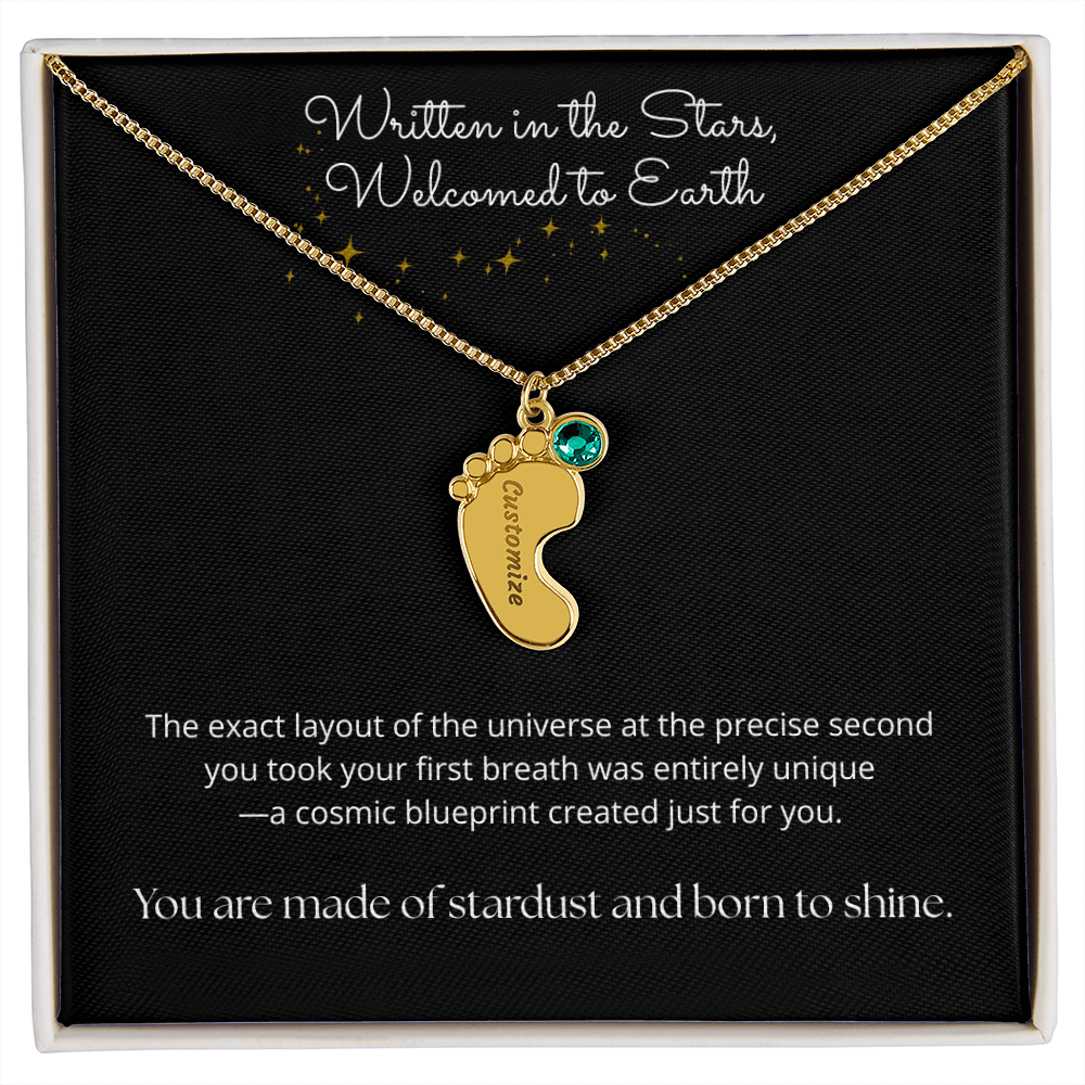 The "Cosmic Birth Alignment" Baby Feet Necklace