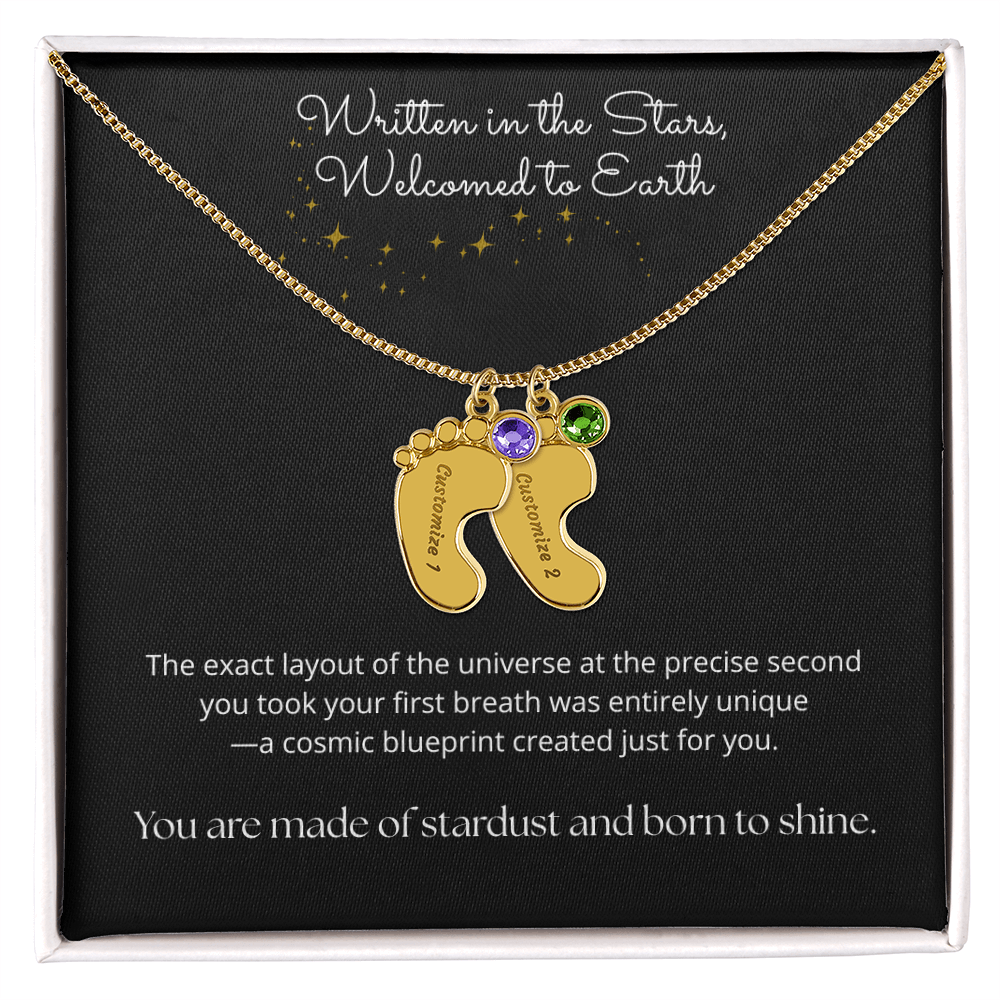 The "Cosmic Birth Alignment" Baby Feet Necklace
