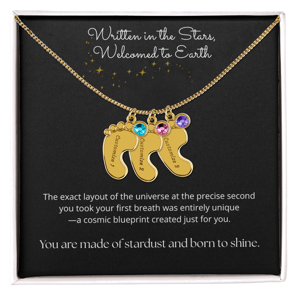The "Cosmic Birth Alignment" Baby Feet Necklace