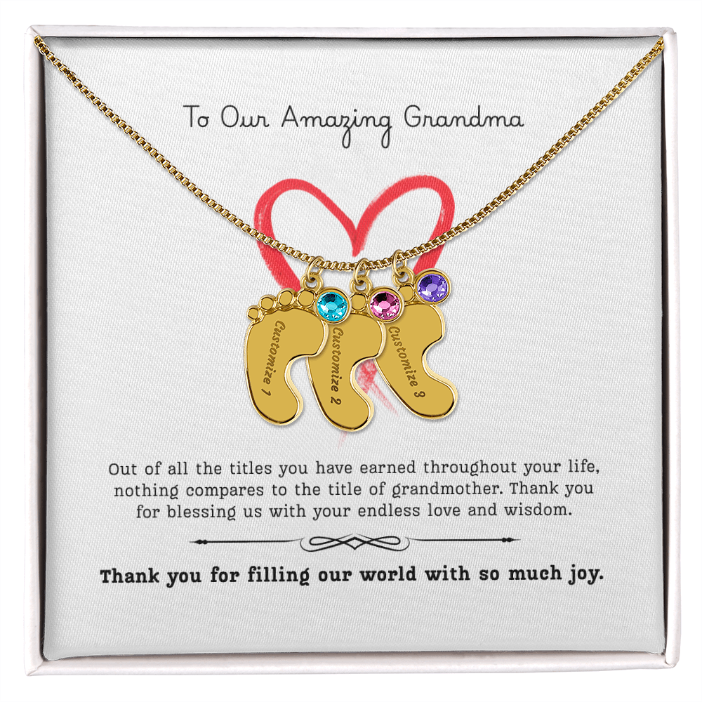 The "Grandmother's Legacy" Baby Feet Birthstone Necklace