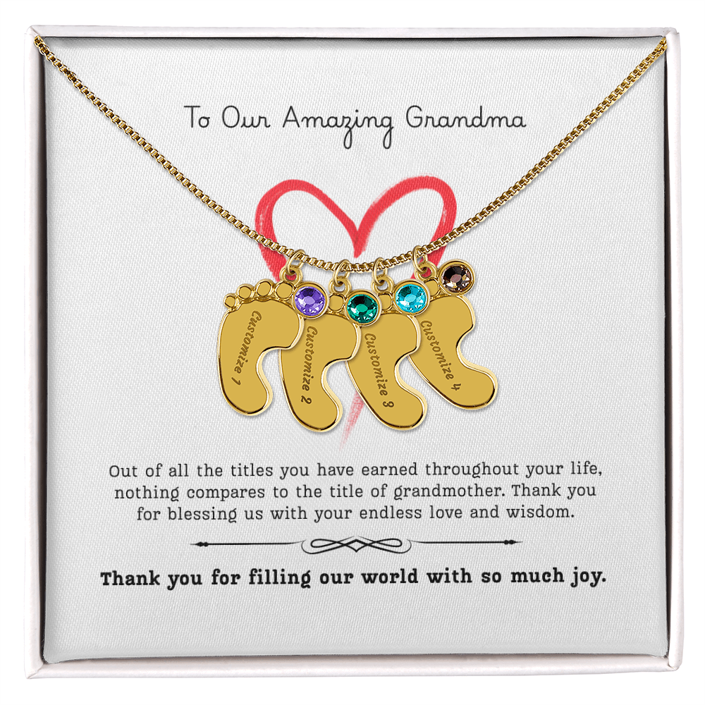 The "Grandmother's Legacy" Baby Feet Birthstone Necklace