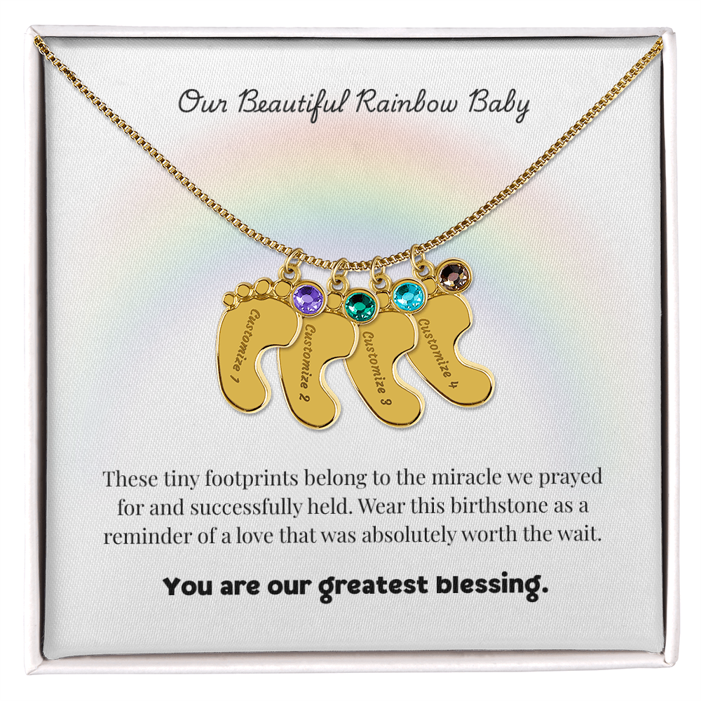 The "Rainbow Baby Blessing" Baby Feet Necklace